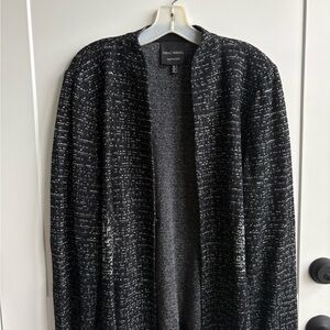 Ming Wang Sapphire Black and White Knit Cardigan